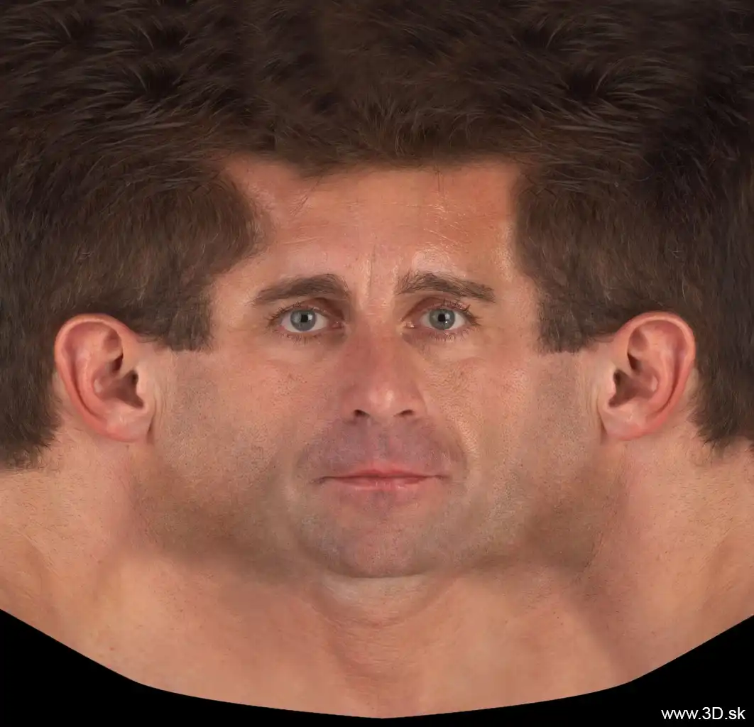 An image map of how a 3D face looks when flattened.